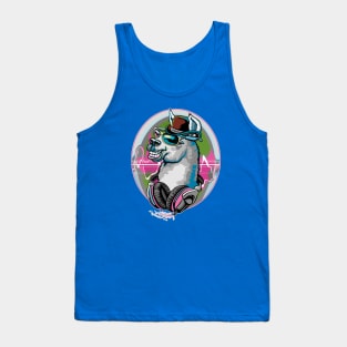 Llama Sporting Bowler Hat Sunglasses Music Headphones Tank Top